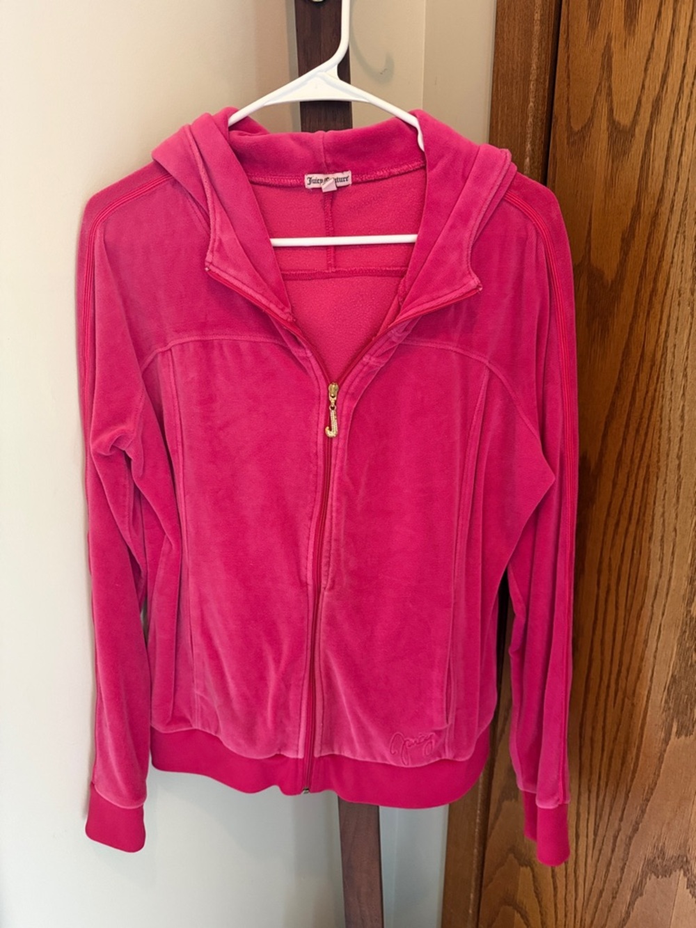 Juicy Couture Bright Pink Velour Zip-Up Hoodie